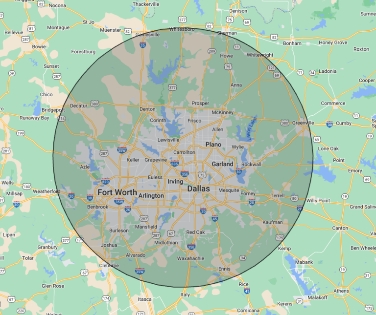 Roofing Ranger Service Area Map